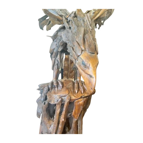 7' Teak Eagle Statue – Tree Stump Base Indoor Outdoor Decor - Image 3