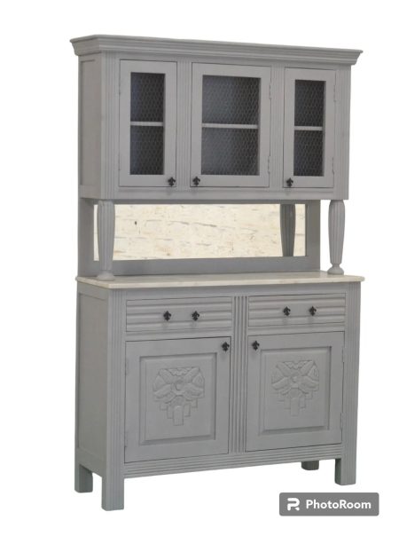 Vintage Gray Mirrored Buffet