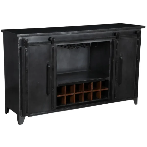 Industrial Chic Sliding Door Bar Cabinet - Image 2