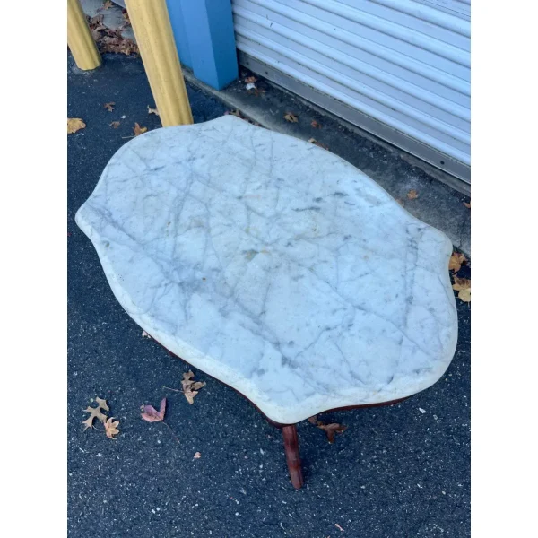 1900s Antique Victorian Marble Top Side Table - Image 3