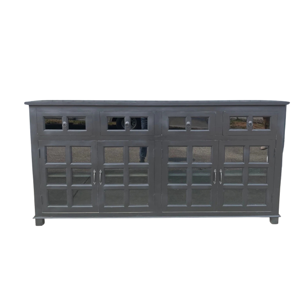 Coastal Black Smoked Glass Door Credenza - Image 2