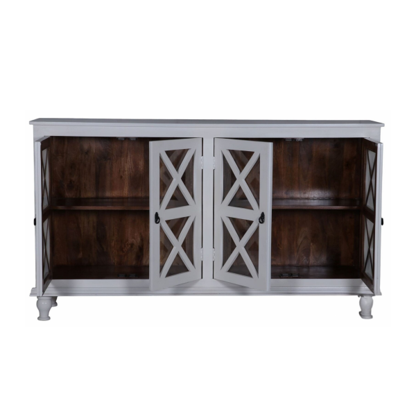 Farmhouse White Media Console Buffet - Image 4