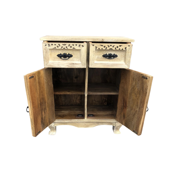 French Country Narrow 2-Door 2-Drawer Accent Cabinet - Image 4