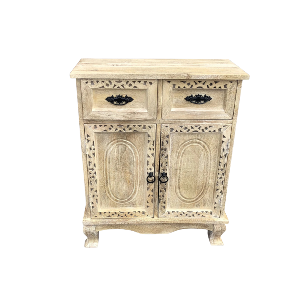 French Country Narrow 2-Door 2-Drawer Accent Cabinet - Image 2