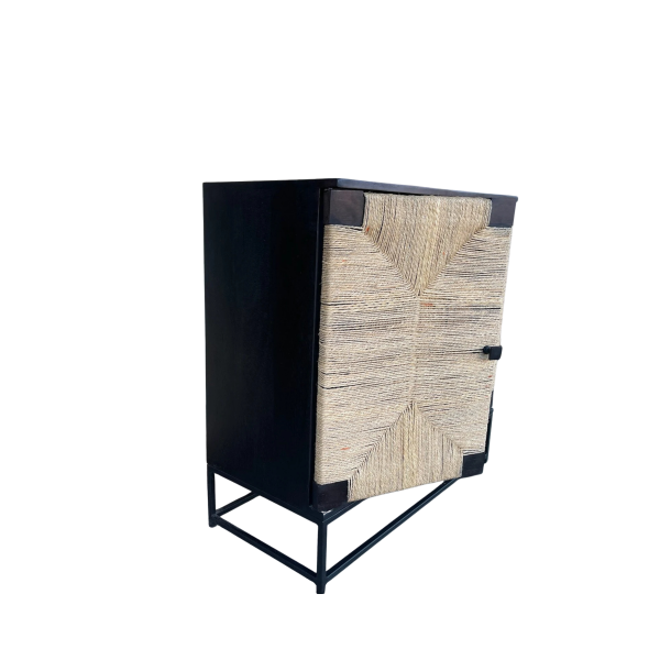 Industrial Boho 2-Door Wicker Steel Cabinet - Image 4