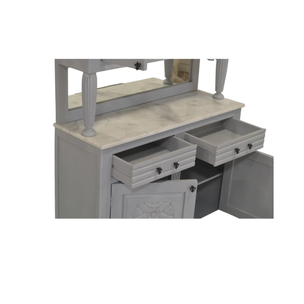 Vintage Gray Mirrored Buffet - Image 5