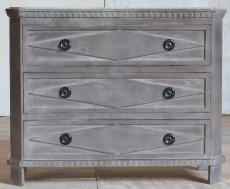 Coastal Gray Marquise Diamond 3-Drawer Chest