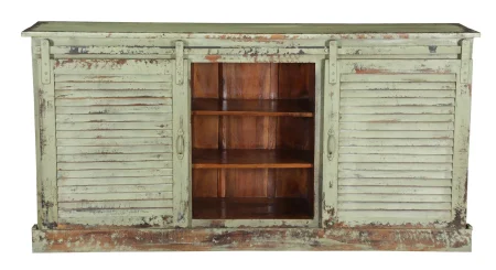 Country Farmhouse Sliding Shutter Media Console