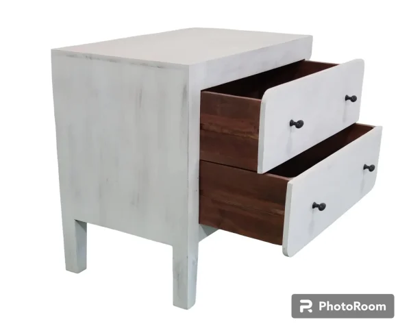 Pair of White Distressed Mango Wood Nightstands - Image 5