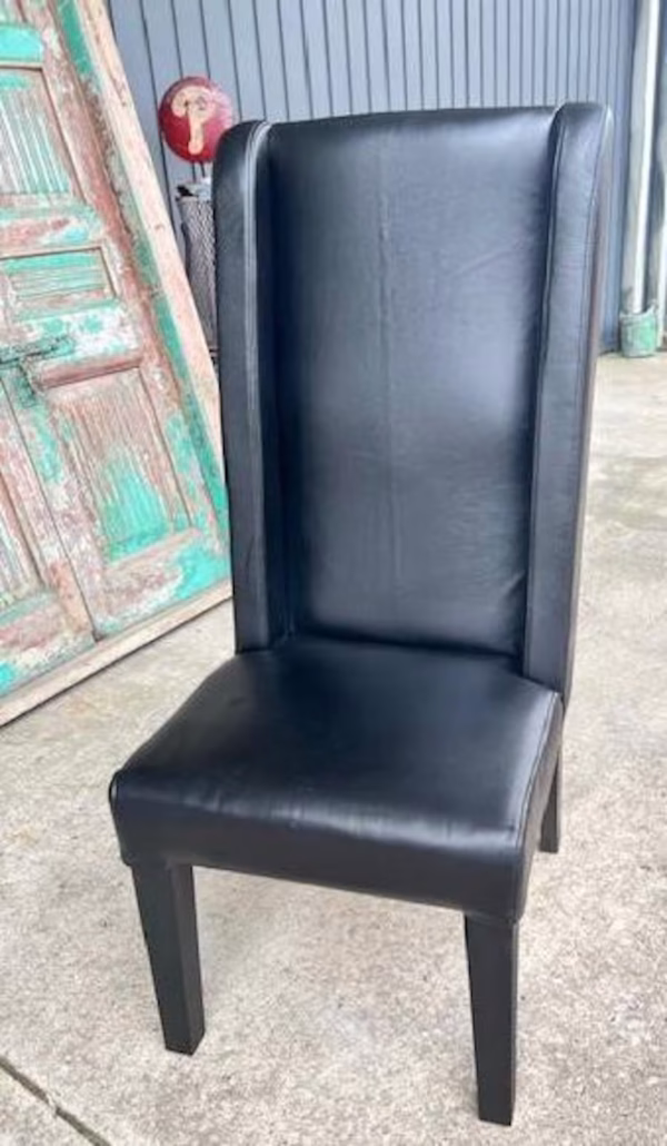Set of 4 Black Leather High Back Dining Chairs - Image 3