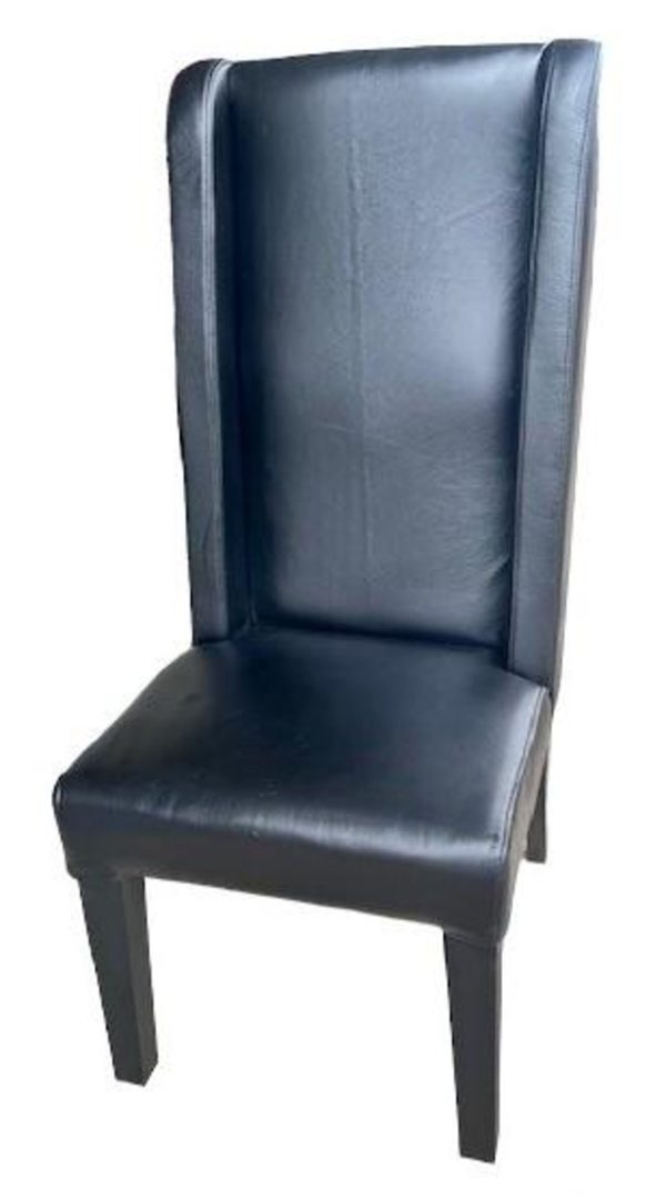 Set of 4 Black Leather High Back Dining Chairs - Image 4