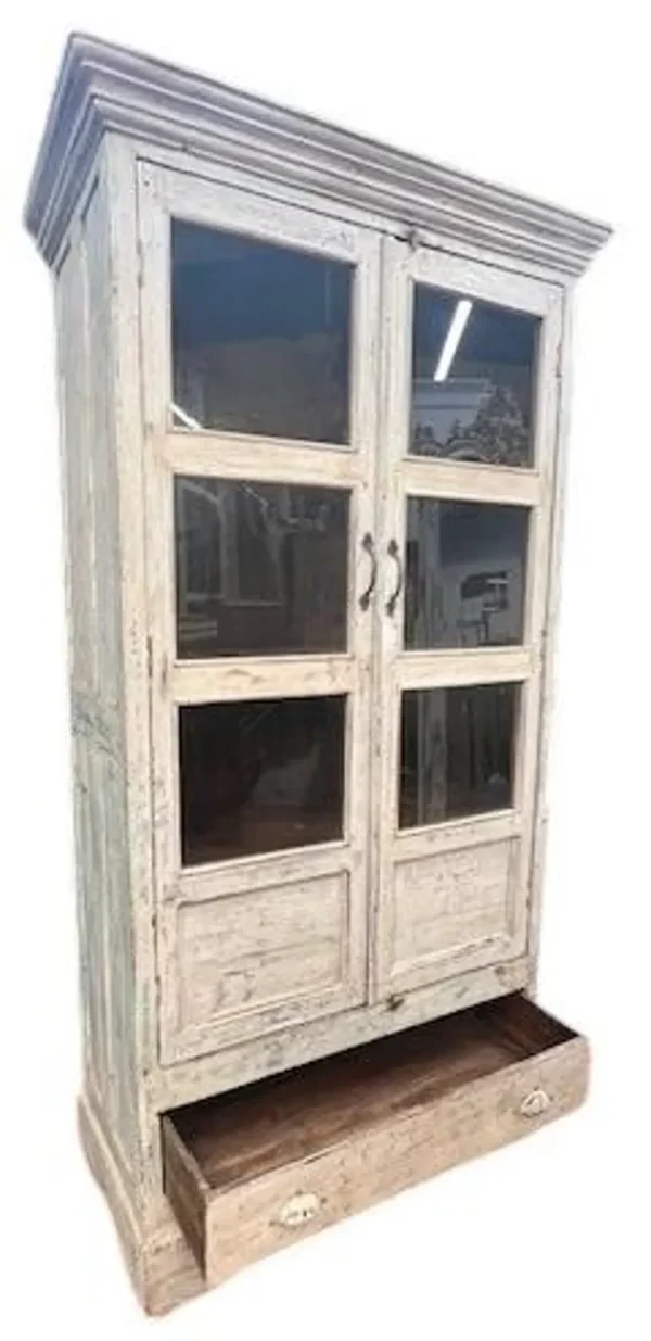 Old Farmhouse Reclaimed Glass Door Display Cabinet - Image 3