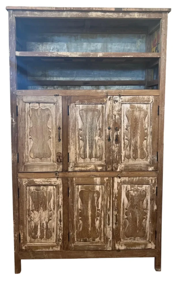 Reclaimed Old Tin Rustic Mango Wood Farmhouse Cupboard - Image 3