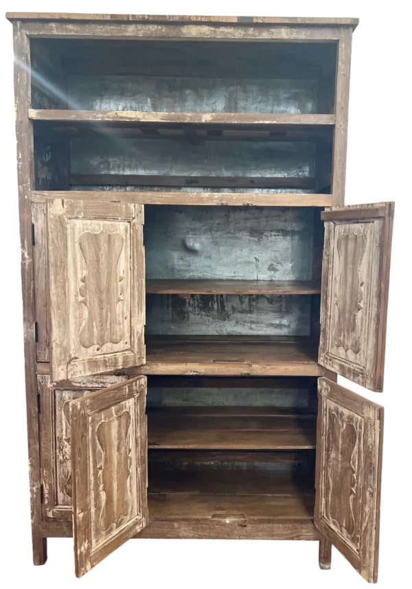 Reclaimed Old Tin Rustic Mango Wood Farmhouse Cupboard - Image 5