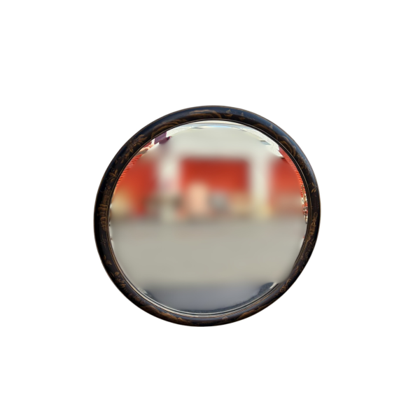 Paint Decorated Asian Style Black Round Mirror - Image 2