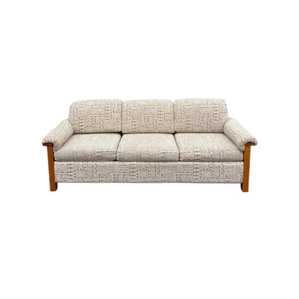 1950s Vintage Beige & Cream Sofa, Chair & Ottoman Set- 3 Pieces - Image 3