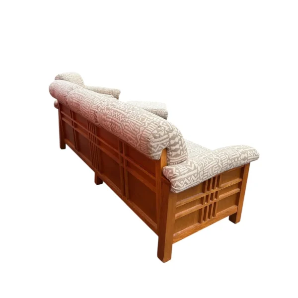 1950s Vintage Beige & Cream Sofa, Chair & Ottoman Set- 3 Pieces - Image 6
