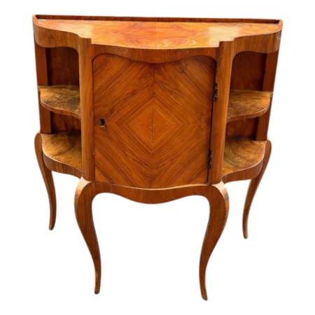 1970s French Inlaid Curved Cabinet