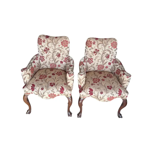 1980s Pair of Upholstered Georgian Arm Chairs - Image 2