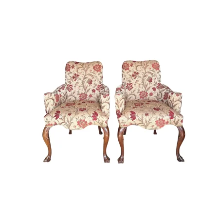 1980s Pair of Upholstered Georgian Arm Chairs