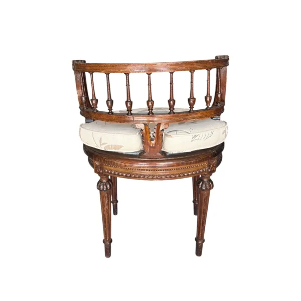 1990s Antique French Carved Round Vanity Chair - Image 3