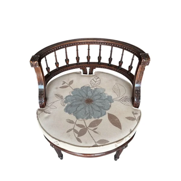 1990s Antique French Carved Round Vanity Chair - Image 2