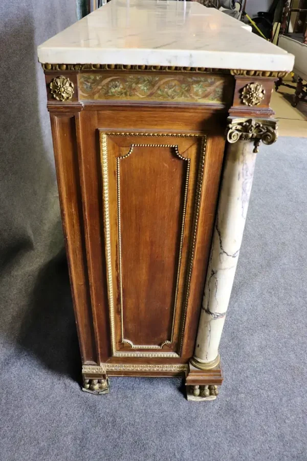 Fantastic French Bronze Mounted Marble Column Marble Top Sideboard - Image 7
