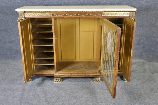 Fantastic French Bronze Mounted Marble Column Marble Top Sideboard - Image 3