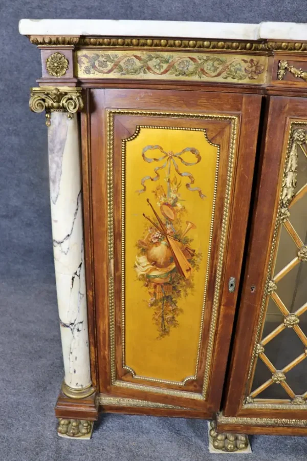 Fantastic French Bronze Mounted Marble Column Marble Top Sideboard - Image 11