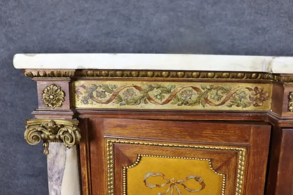 Fantastic French Bronze Mounted Marble Column Marble Top Sideboard - Image 10