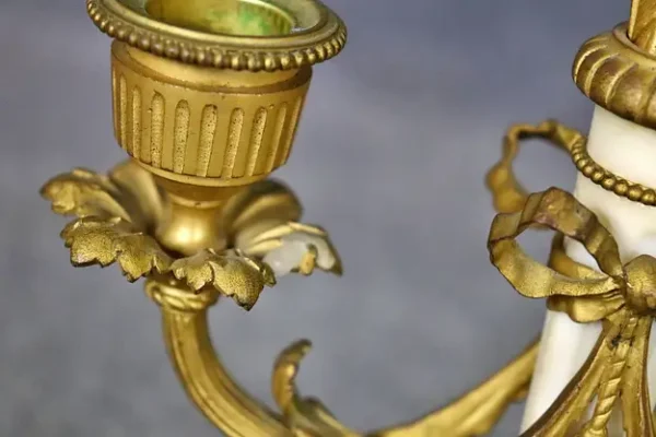 Fine Pair of French Louis XV Style Bronze Candelabras with White Marble Bases - Image 6