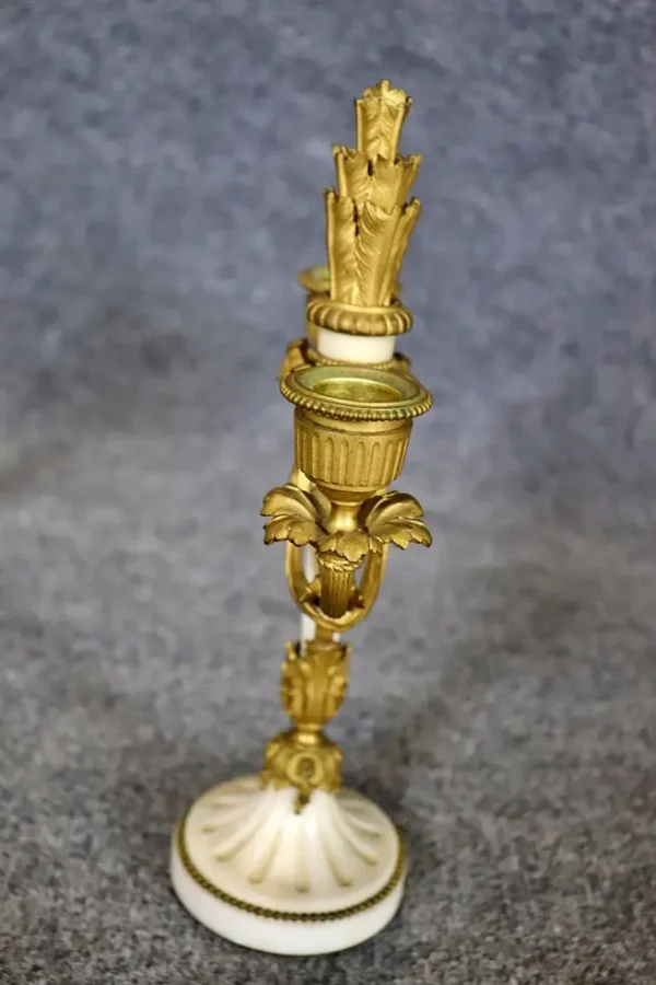 Fine Pair of French Louis XV Style Bronze Candelabras with White Marble Bases - Image 4