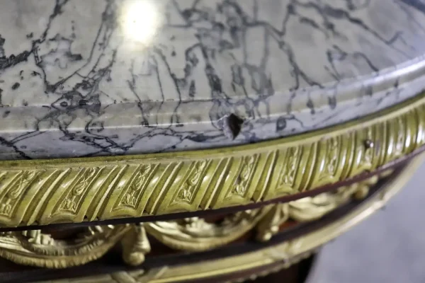 19TH C Louis XVI Style French Marble Top Server with Wedgewood Plaque - Image 4