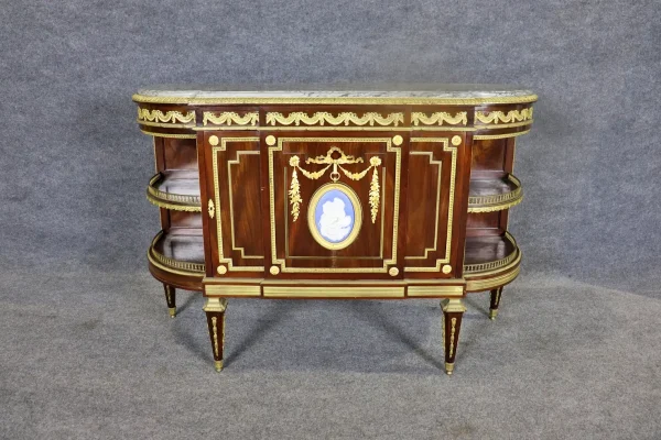 19TH C Louis XVI Style French Marble Top Server with Wedgewood Plaque - Image 2