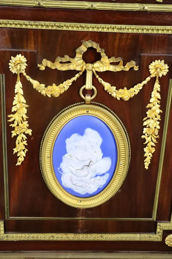 19TH C Louis XVI Style French Marble Top Server with Wedgewood Plaque - Image 7