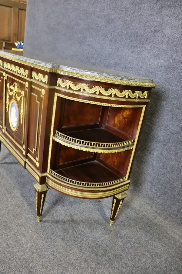19TH C Louis XVI Style French Marble Top Server with Wedgewood Plaque - Image 6