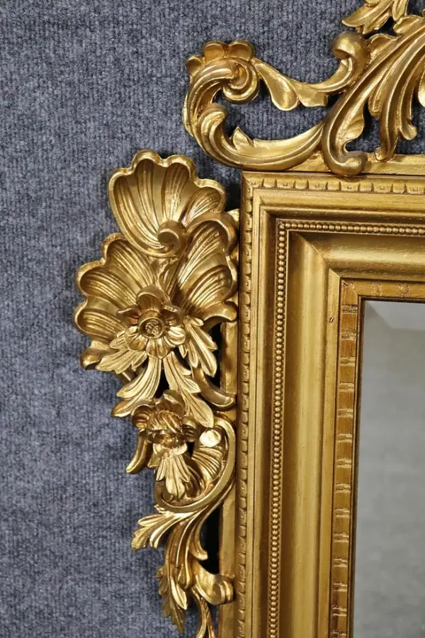 Fantastic Carved Walnut Italian French Louis XV Style Giltwood Mirror - Image 6