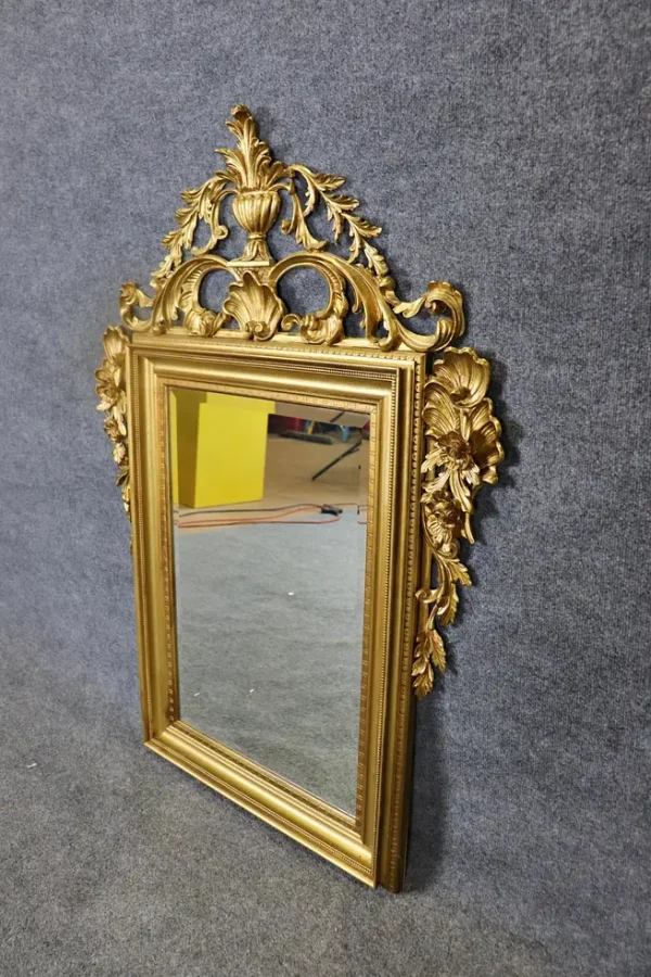 Fantastic Carved Walnut Italian French Louis XV Style Giltwood Mirror - Image 3