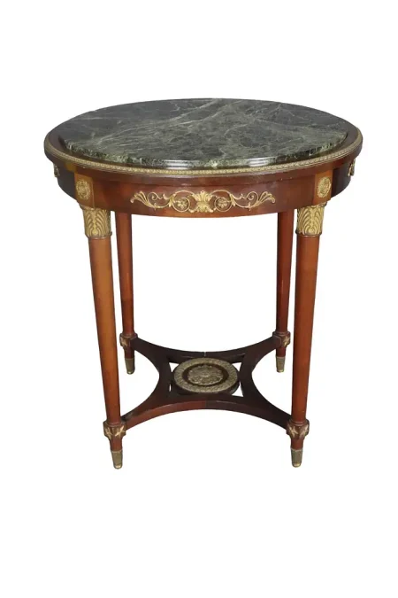 19TH C Empire Bronze Mounted Marble Top Round Table