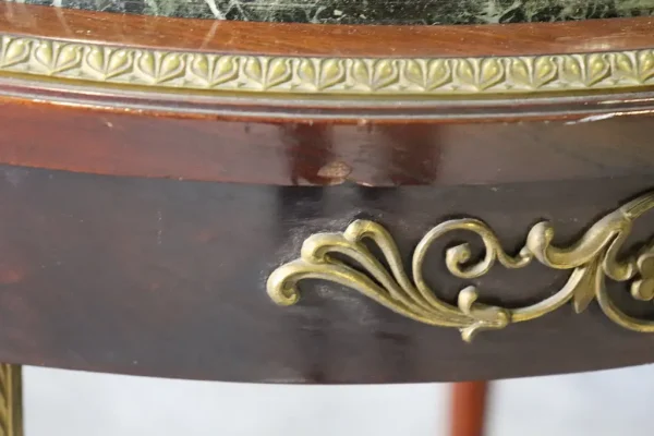 19TH C Empire Bronze Mounted Marble Top Round Table - Image 7