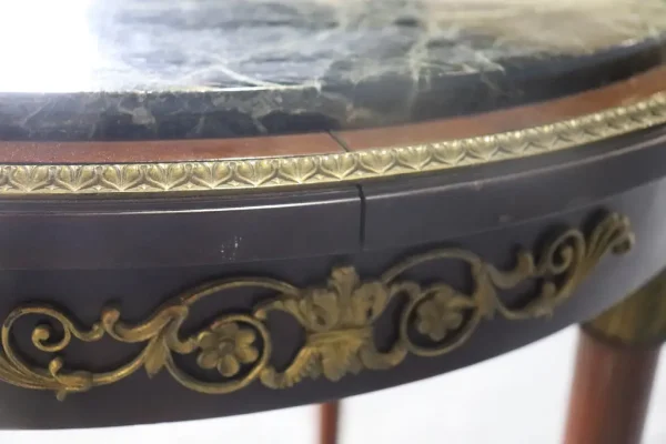 19TH C Empire Bronze Mounted Marble Top Round Table - Image 5