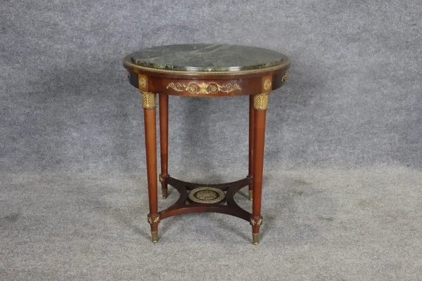 19TH C Empire Bronze Mounted Marble Top Round Table - Image 2