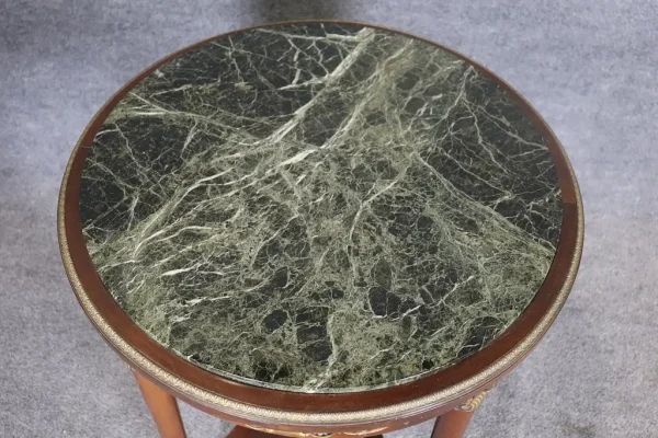 19TH C Empire Bronze Mounted Marble Top Round Table - Image 4