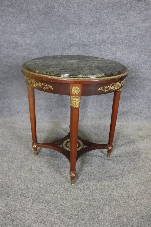 19TH C Empire Bronze Mounted Marble Top Round Table - Image 3