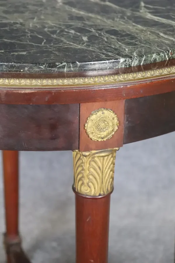 19TH C Empire Bronze Mounted Marble Top Round Table - Image 9