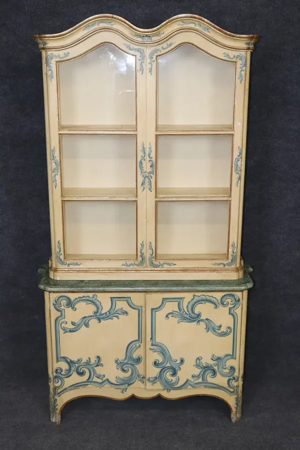 Baker Paint Decorated Venetian Italian Vitrine Display China Cabinet Vitrine - Image 11