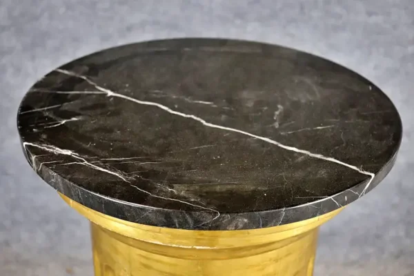 Fantastic Fluted Ionic Giltwood Columnal Italian Marble Top Pedestal - Image 4