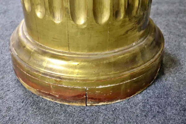 Fantastic Fluted Ionic Giltwood Columnal Italian Marble Top Pedestal - Image 6