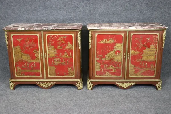 Extremely Rare Pair of Large Scale Maison Jansen Chinoiserie Buffets - Image 2