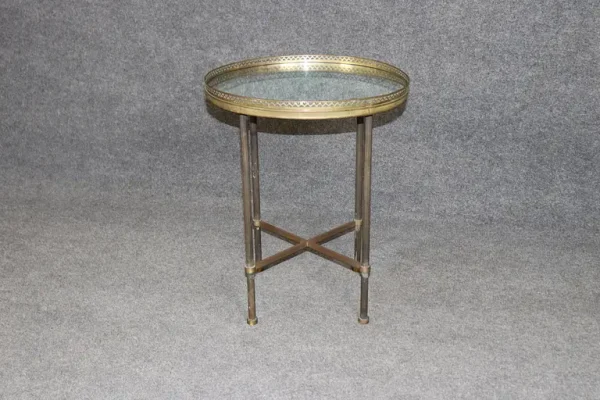 Brass and Mirrored French Directoire Round Table 1920s era - Image 3